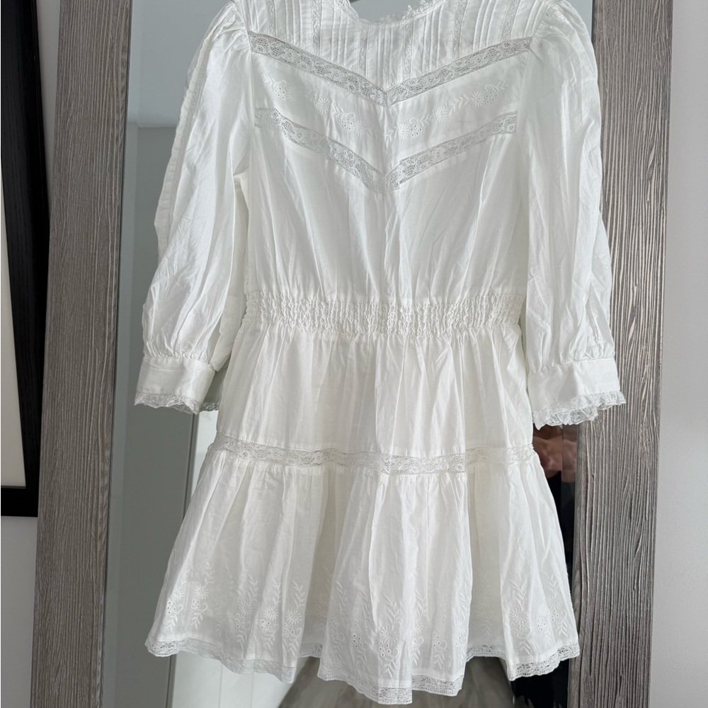 LoveShackFancy White Dress with Delicate Lace Details NEW